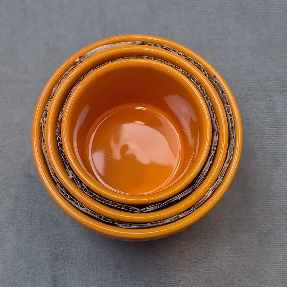 Mason Craft & and More 3 Piece Orange Nesting Bowls Ramekins Ceramic 8-10-16 oz.